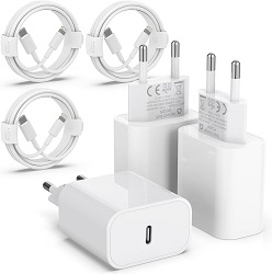 Bild zu MFI zertifiziertes 20 Watt USB-C iPhone Ladegerät mit Ladekabel im 3er-Pack für 11,99€