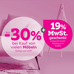 Bild zu Mömax: Bis zu 30% Rabatt beim Kauf von vielen Möbelstücken und zusätzlich 15,96% MWSt-Rabatt