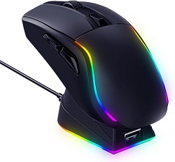 Bild zu RisoPhy Kabellose Gaming-Maus mit magnetischer RGB-Ladestation für 24,99€
