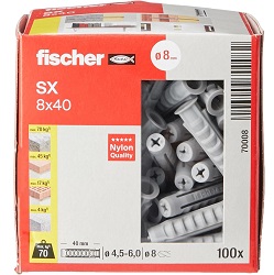 Bild zu 100er Pack Fischer Spreizdübel SX 8×40 für 5,99€ (Vergleich: 10,76€)