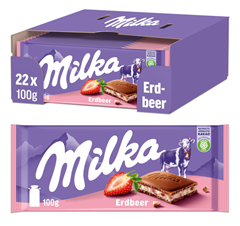 Bild zu [Prime Spar Abo] Milka Erdbeer Tafelschokolade (22 x 100g) für 13,90€ (Vergleich: 28,38€)