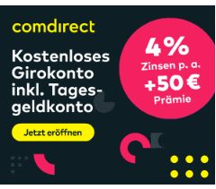Bild zu [endet Dienstag] comdirect: kostenloses Girokonto + 50€ Prämie bei Nutzung + 4.0% aufs Tagesgeld für 6 Monate