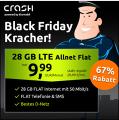 Bild zu [endet auch heute] Crash Tarife: 28GB LTE (bis 50Mbit) mit SMS und Sprachflat im Telekom Netz für 9,99€/Monat