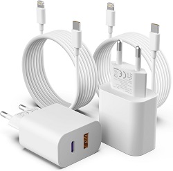 Bild zu 2-Port USB-Ladegeräte mit USB-C und USB-A Anschluss im Doppelpack (Apple MFi Certified) für 10,49€