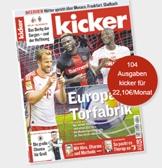 Bild zu Jahresabo (104 Ausgaben) “Kicker” für 265,20€ + 180€ Verrechnungscheck als Prämie
