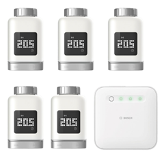 Bild zu Bosch Smart Home Controller (2. Gen.) inkl. 5 Heiz-Thermostaten II für 299,95€ (Vergleich: 338,64€)