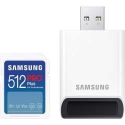 Bild zu 512GB Samsung Pro Plus SDXC Speicherkarte (R 180MB/s, W 130MB/s) inkl. USB Kartenleser für 39,90€ (VG: 62,89€)