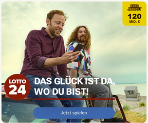 Bild zu Lotto24: 2 Felder für 1€ oder 3 Felder EuroJackpot für 3€ (anstatt 6,60€) für Neukunden – Dienstag 120 Millionen im Jackpot