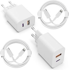 Bild zu 2 mal Apple Mfi zertifizertes Ladestecker mit USB A+C mit Lightning Kabel für 7,99€