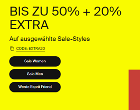 Bild zu Esprit: SALE bis zu 50% Rabatt + 20% EXTRA auf ausgewählte Styles