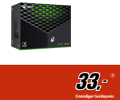 Bild zu [bis Montag] Microsoft Xbox Series X 1 TB (VG: 417,99€) für 33€ mit 12GB LTE Daten und Sprachflat im o2 Netz für 14,99€/Monat