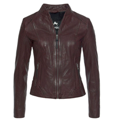 Bild zu ALPENBLITZ Damen Echtleder-Jacke mit Stehkragen (tailliert, Bordeaux) für 39,99€ (Vergleich: 90,99€)