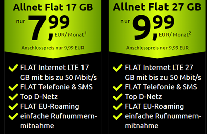 Bild zu Crash Tarife: 17GB LTE Daten und Allnet Flat (inkl. SMS) für 7,99€/Monat oder 27GB für 9,99€/Monat
