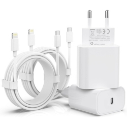 Bild zu 4er Pack 25W MFi zertifizierte Ladegeräte inkl. USB-C auf Lightning Kabel für 8,99€