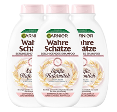 Bild zu 3 x 250ml Garnier Wahre Schätze Beruhigendes Shampoo Sanfte Hafermilch für 5,15€ (Vergleich: 7,47€)